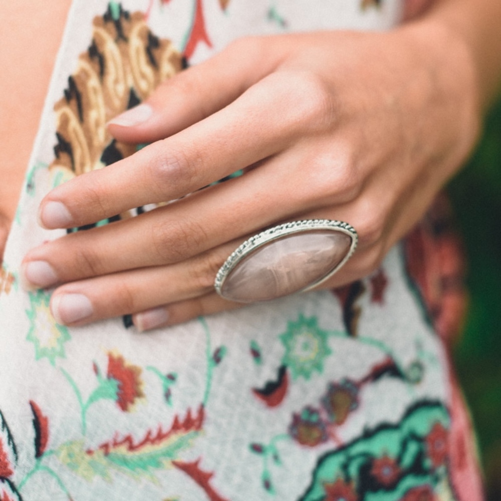 LAST ONE!! Boho Blue Oval Ring Statement Jewelry
